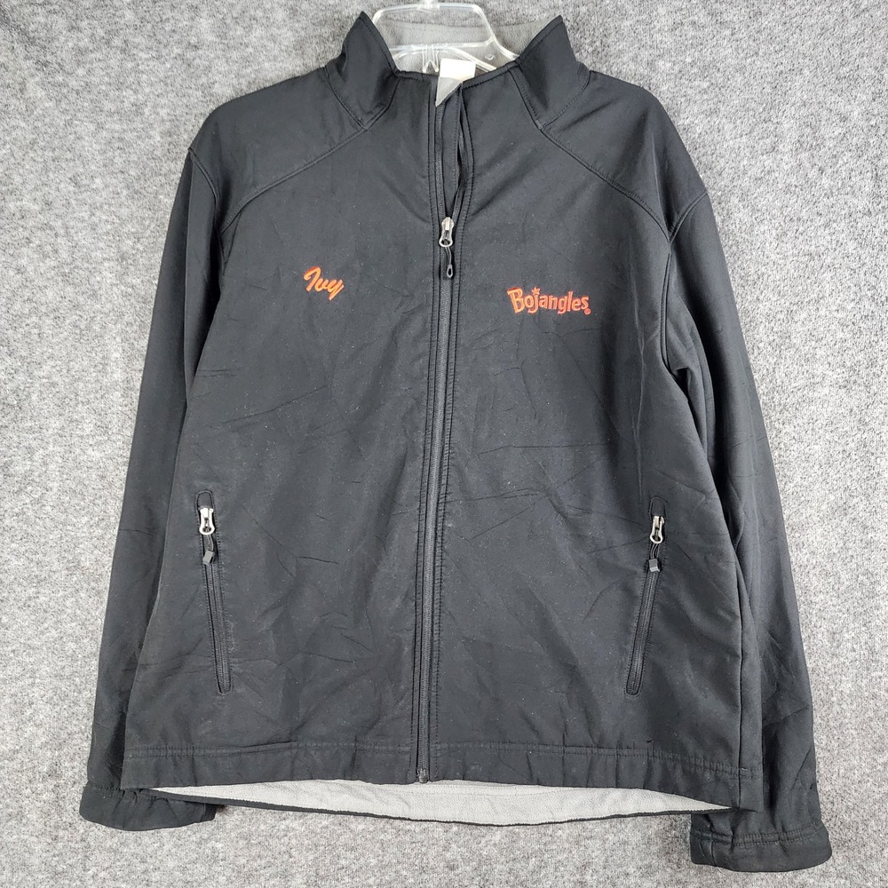 Bojangles Softshell Jacket Mens Medium Black Fleece Lined Full Zip Ivy Logo